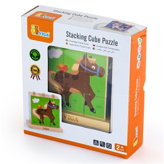Viga Toys - Puzzle de cubes à emboîter - animaux de ferme - 9 pcs